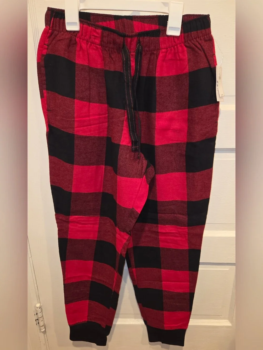 Old Navy Red and Black Buffalo Plaid Joggers with Drawstring